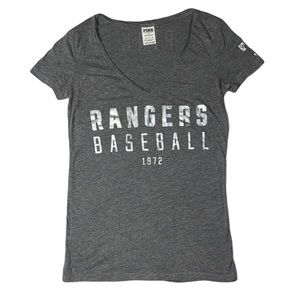 PINK Victoria’s Secret Rangers Metallic Baseball Tee